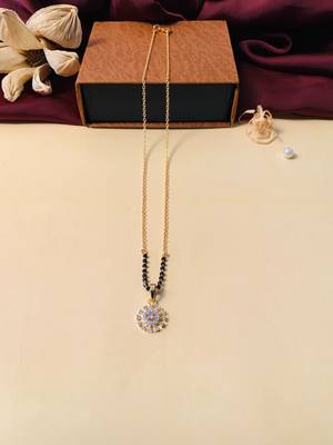 Latest gold plated american diamond mangalsutra 3