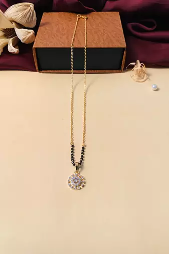 Latest gold plated american diamond mangalsutra