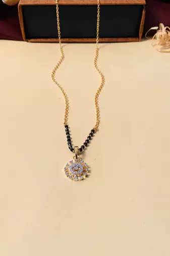 Latest gold plated american diamond mangalsutra