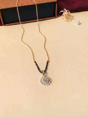 Latest gold plated american diamond mangalsutra 5