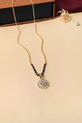 Latest gold plated american diamond mangalsutra