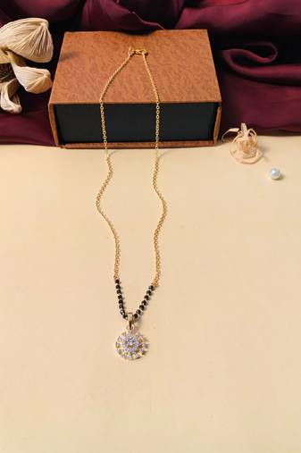 Latest gold plated american diamond mangalsutra