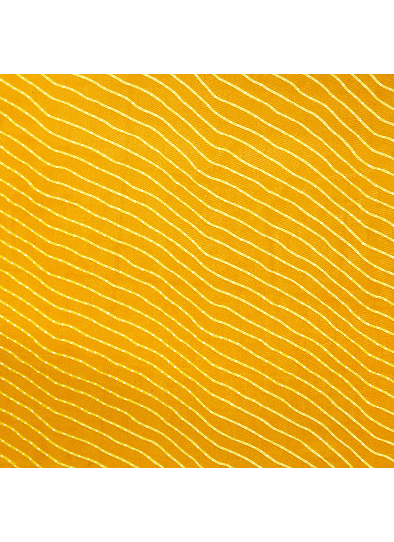 Yellow Stripe Printed Georgette Unstitched Fabric Kurti Material - 2.5 Meter