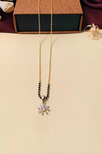 Latest gold plated american diamond mangalsutra