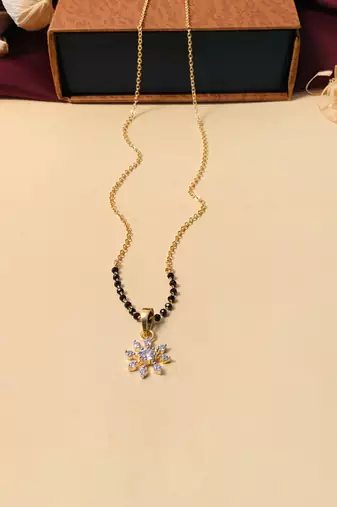 Latest gold plated american diamond mangalsutra
