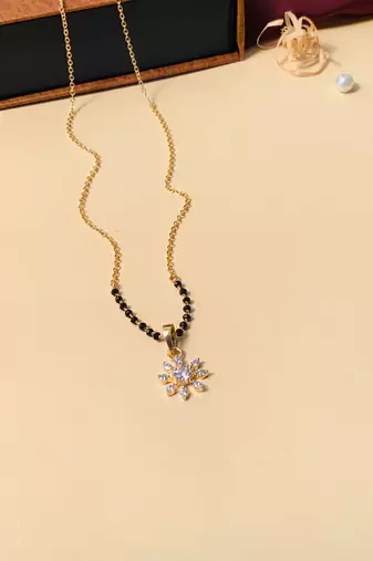 Latest gold plated american diamond mangalsutra