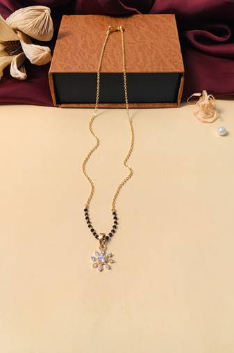 Latest gold plated american diamond mangalsutra