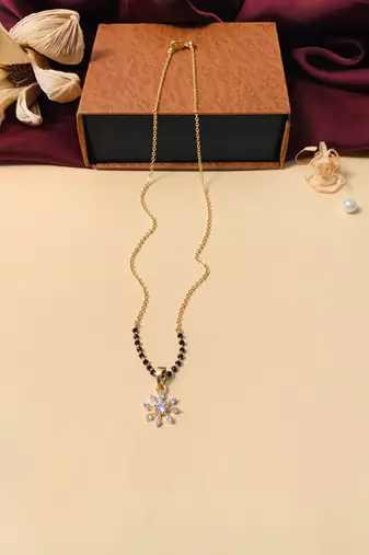 Latest gold plated american diamond mangalsutra