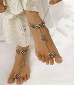 Oxidized silver anklets, leg chain payal, ankle bracelet with ring, perfect gift for her