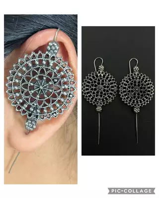 Silver plated handmade designed pin bugadi earrings for women 1