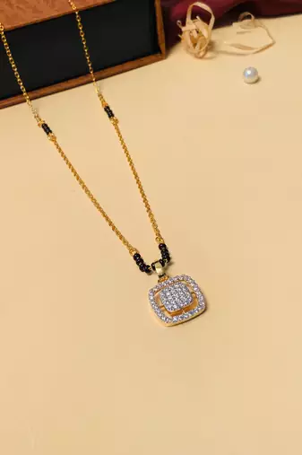 Latest gold plated american diamond mangalsutra