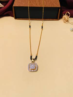 Latest gold plated american diamond mangalsutra 4