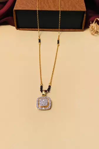 Latest gold plated american diamond mangalsutra