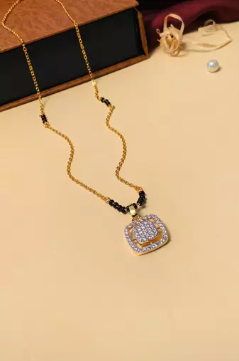 Latest gold plated american diamond mangalsutra
