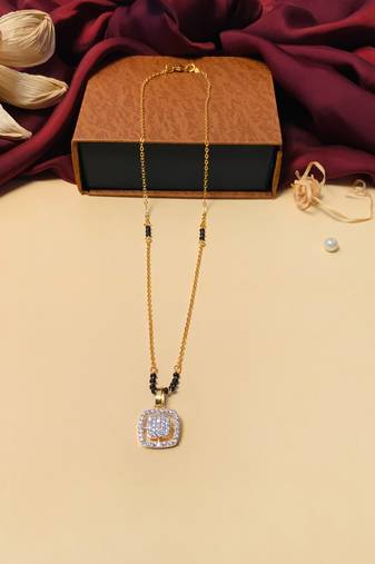 Latest gold plated american diamond mangalsutra