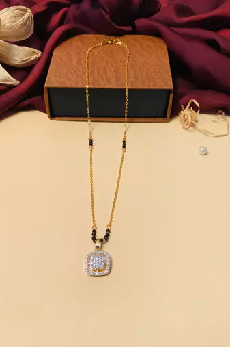 Latest gold plated american diamond mangalsutra