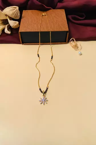 Latest gold plated american diamond mangalsutra