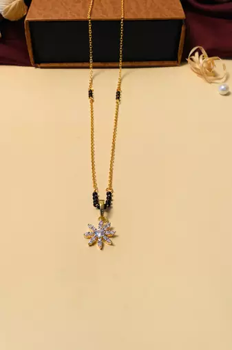 Latest gold plated american diamond mangalsutra