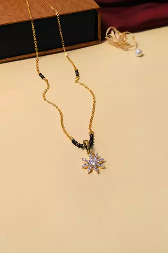 Latest gold plated american diamond mangalsutra