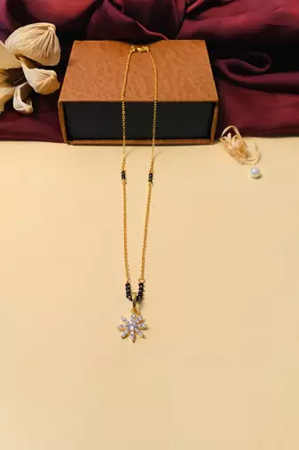 Latest gold plated american diamond mangalsutra