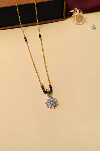 Latest gold plated american diamond mangalsutra