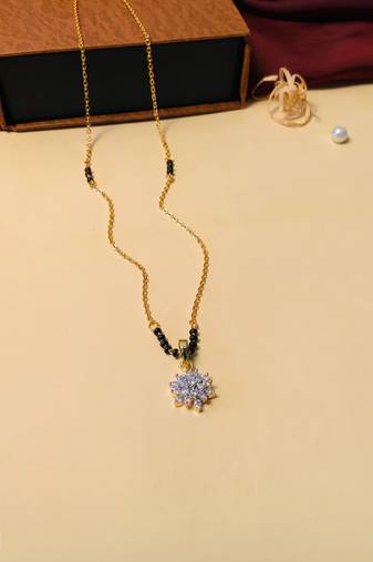 Latest gold plated american diamond mangalsutra