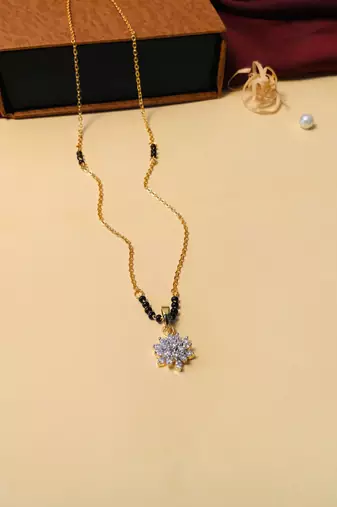 Latest gold plated american diamond mangalsutra