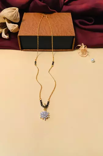 Latest gold plated american diamond mangalsutra