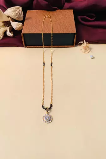Latest gold plated american diamond mangalsutra