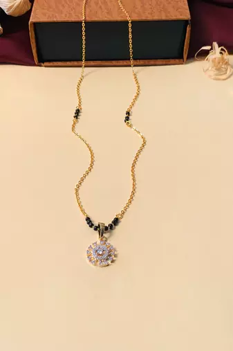Latest gold plated american diamond mangalsutra