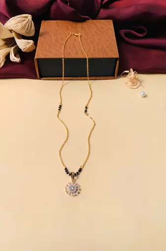 Latest gold plated american diamond mangalsutra