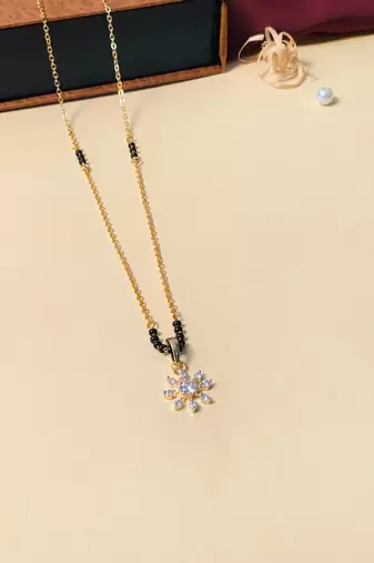 Latest gold plated american diamond mangalsutra