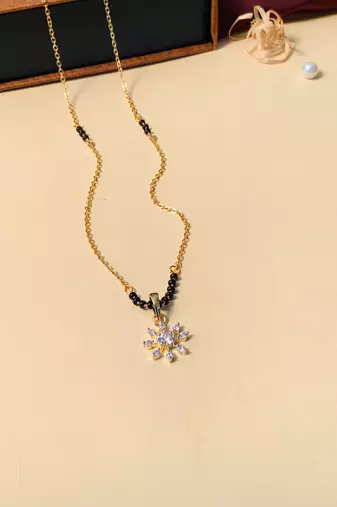 Latest gold plated american diamond mangalsutra