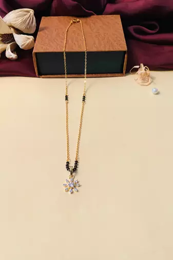 Latest gold plated american diamond mangalsutra