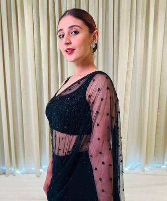 Black Bralette With Net Dupatta And Skirt 3