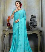 New design fancy stone work chiffon saree