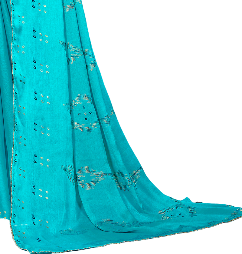 New design fancy stone work chiffon saree
