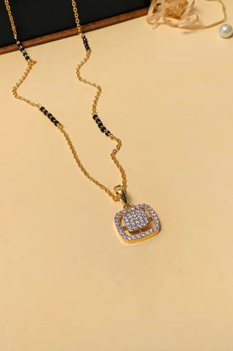 Latest gold plated american diamond mangalsutra