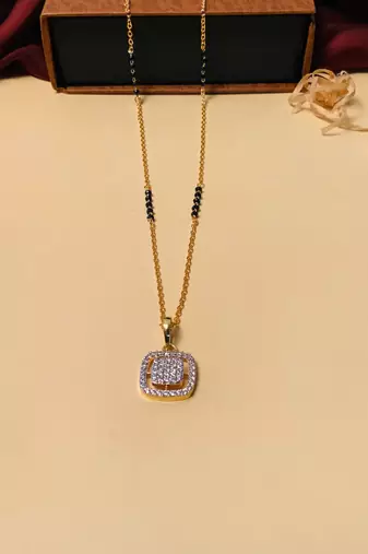 Latest gold plated american diamond mangalsutra