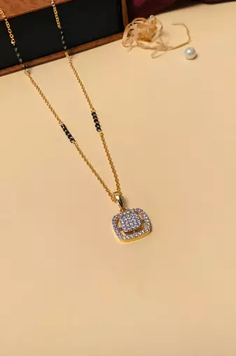 Latest gold plated american diamond mangalsutra