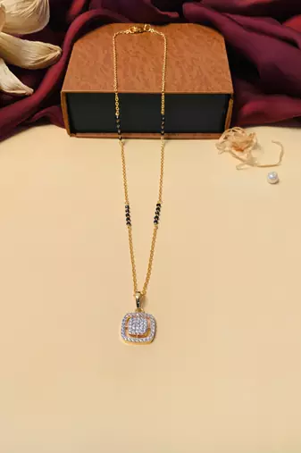 Latest gold plated american diamond mangalsutra