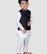 white silk blend printed  waistcoat Kurta Pyjama