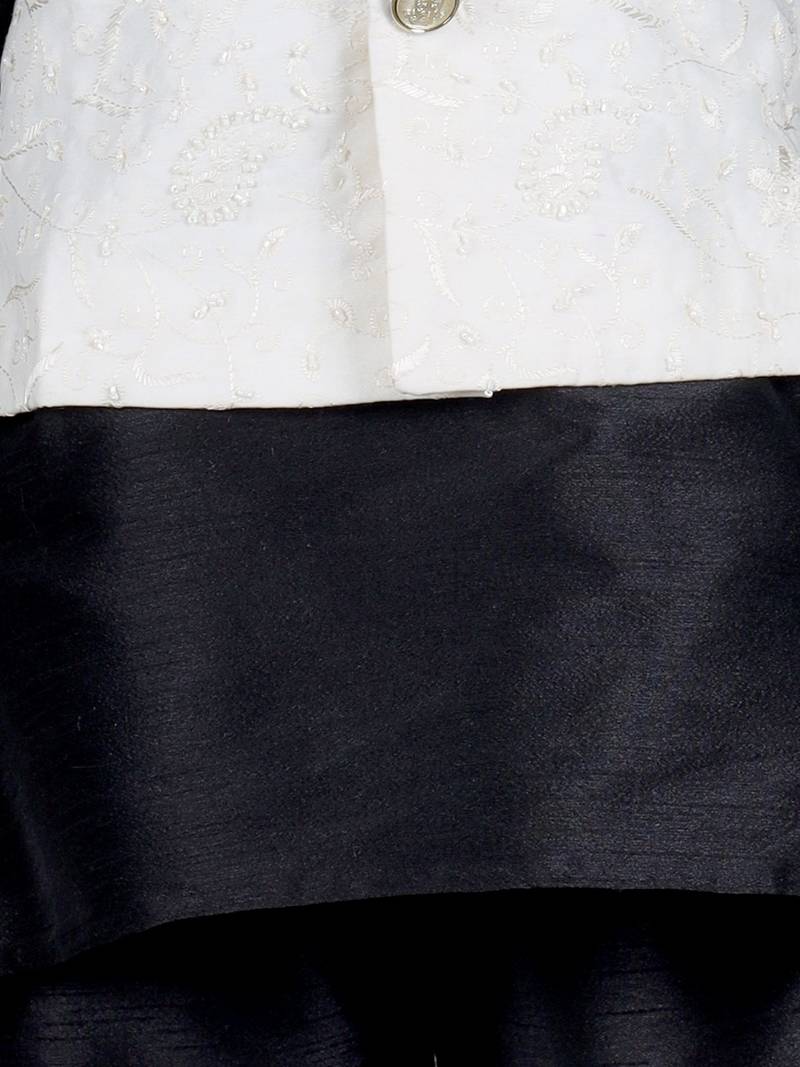 blue silk blend printed  waistcoat Kurta Pyjama