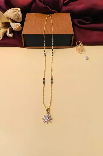 Latest gold plated american diamond mangalsutra