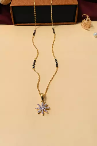 Latest gold plated american diamond mangalsutra