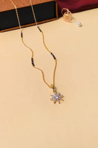 Latest gold plated american diamond mangalsutra