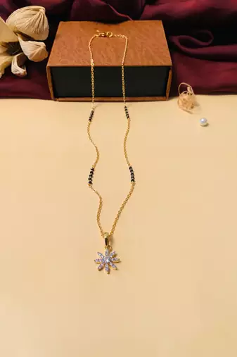 Latest gold plated american diamond mangalsutra