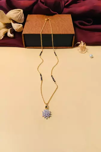 Latest gold plated american diamond mangalsutra