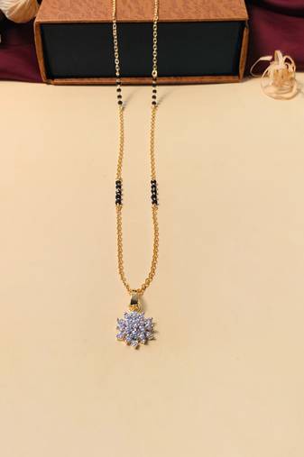 Latest gold plated american diamond mangalsutra