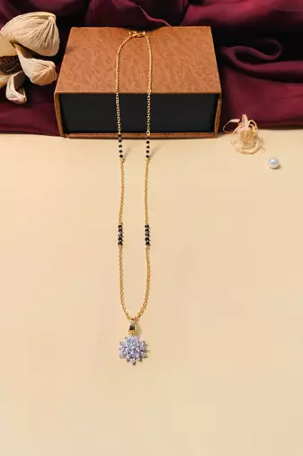 Latest gold plated american diamond mangalsutra